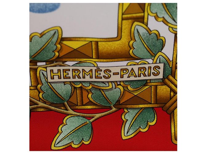 Hermès HERMES CARRE 90 ENVOL Schal Seide Rot Auth ac2342 - Ansicht 12