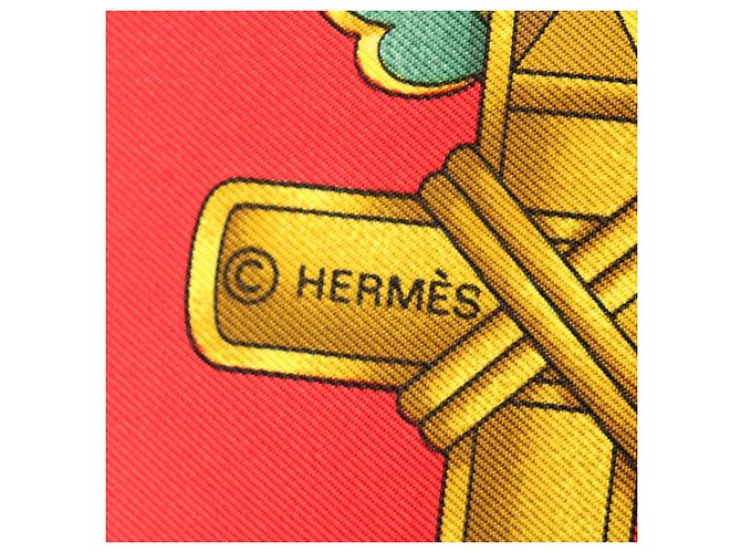 Hermès HERMES CARRE 90 ENVOL Schal Seide Rot Auth ac2342 - Ansicht 13