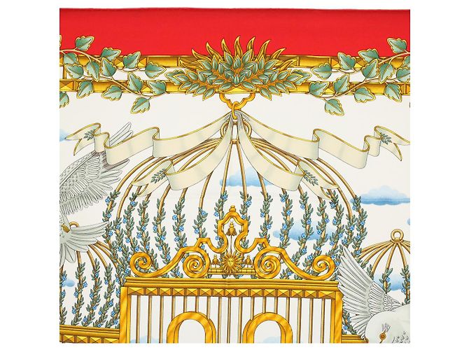 Hermès HERMES CARRE 90 ENVOL Schal Seide Rot Auth ac2342 - Ansicht 3
