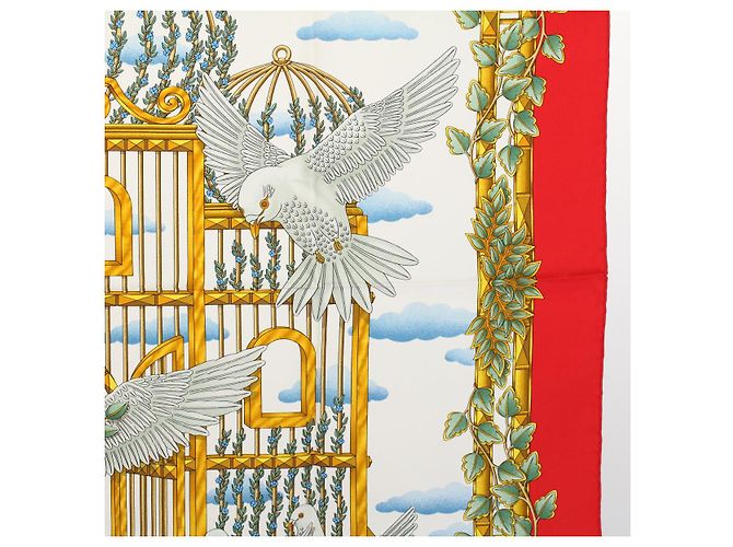 Hermès HERMES CARRE 90 ENVOL Schal Seide Rot Auth ac2342 - Ansicht 7