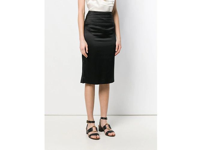Falda midi de seda negra de Chanel Negro - vista 2
