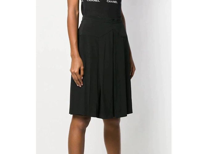 Falda de seda negra Chanel Negro - vista 2