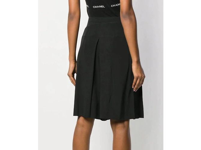 Falda de seda negra Chanel Negro - vista 3