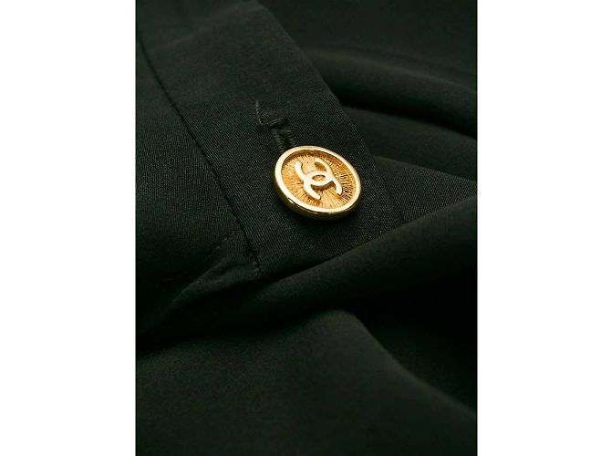 Falda de seda negra Chanel Negro - vista 5