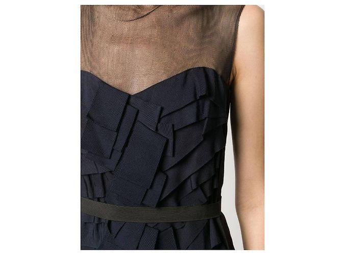 Vestido Lanvin de seda azul oscuro Burdeos - vista 4