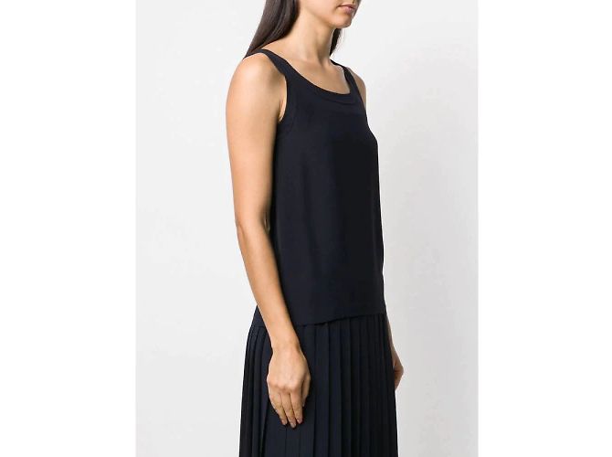 Top sin mangas de seda azul Chanel - vista 2