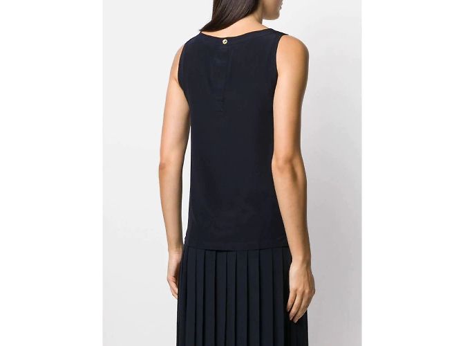 Top sin mangas de seda azul Chanel - vista 3
