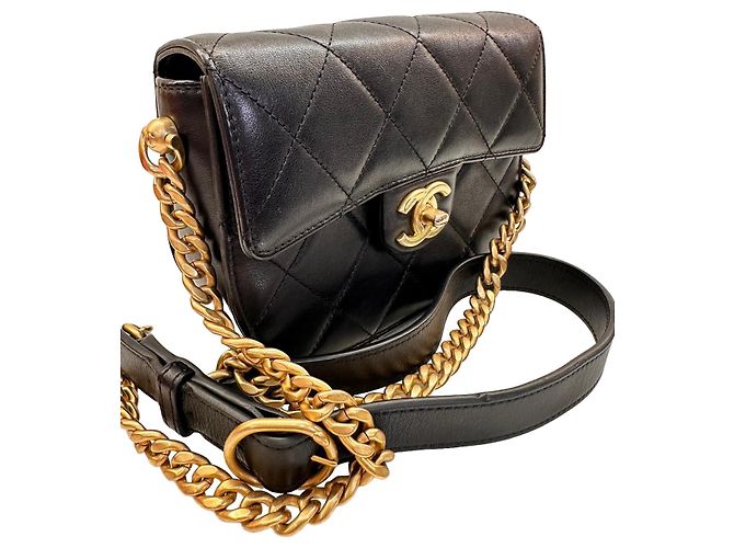 Borsa Chanel Mini Messenger in pelle di vitello nera Nero - vista 5