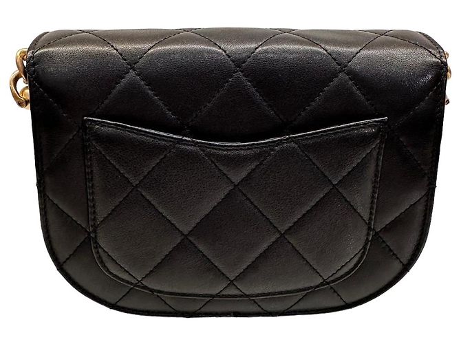 Borsa Chanel Mini Messenger in pelle di vitello nera Nero - vista 9