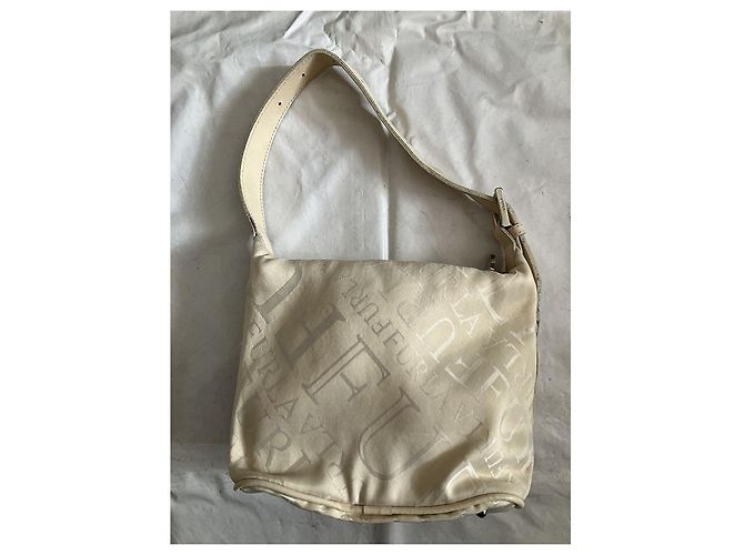 Bolsa Furla em tecido com logo e couro creme - vista 2