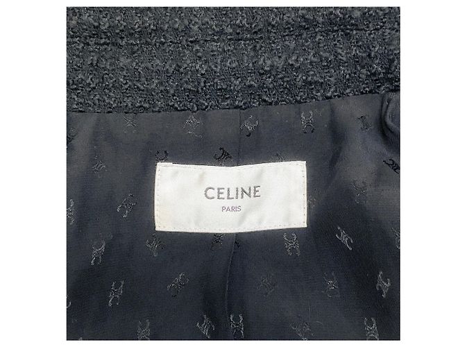 Céline Celine Chasseur-Jacke aus schwarzer Wolle mit goldenen Knöpfen - Ansicht 4