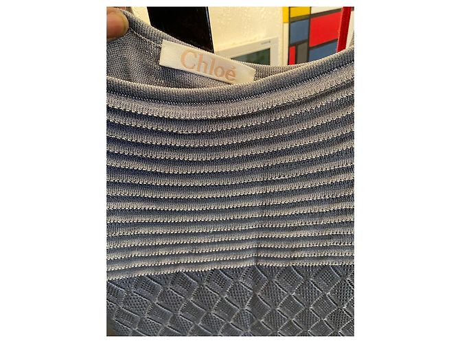 Chloé Roble Longue Kleid und Woll Kaschmir Cardigan Set Grau Silber - Ansicht 5