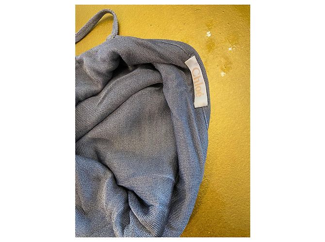 Chloé Roble Longue Kleid und Woll Kaschmir Cardigan Set Grau Silber - Ansicht 6