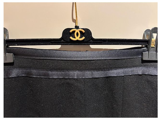 Cambon Falda acampanada Chanel negra de lana Negro - vista 3