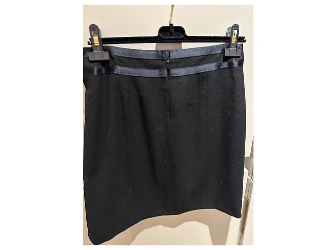 Cambon Falda acampanada Chanel negra de lana Negro - vista 4