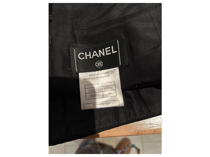 Cambon Falda acampanada Chanel negra de lana Negro - vista 6
