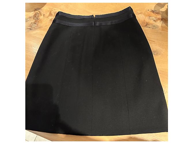 Cambon Falda acampanada Chanel negra de lana Negro - vista 8