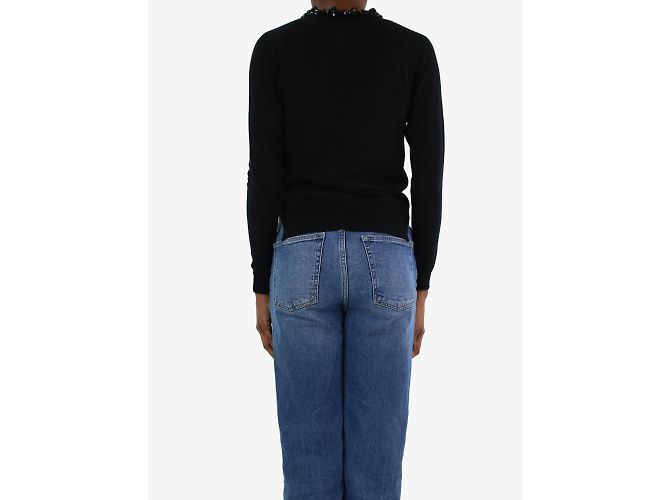 Simone Rocha Schwarzer Cardigan aus Wollmischung mit Perlen – Größe S - Ansicht 2
