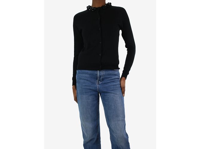 Simone Rocha Schwarzer Cardigan aus Wollmischung mit Perlen – Größe S - Ansicht 3