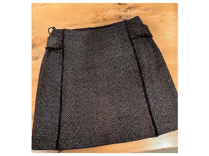 Cambon Falda Chanel de lana con diseño chevron - vista 2