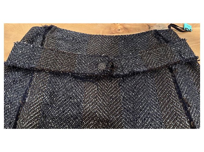 Cambon Falda Chanel de lana con diseño chevron - vista 3