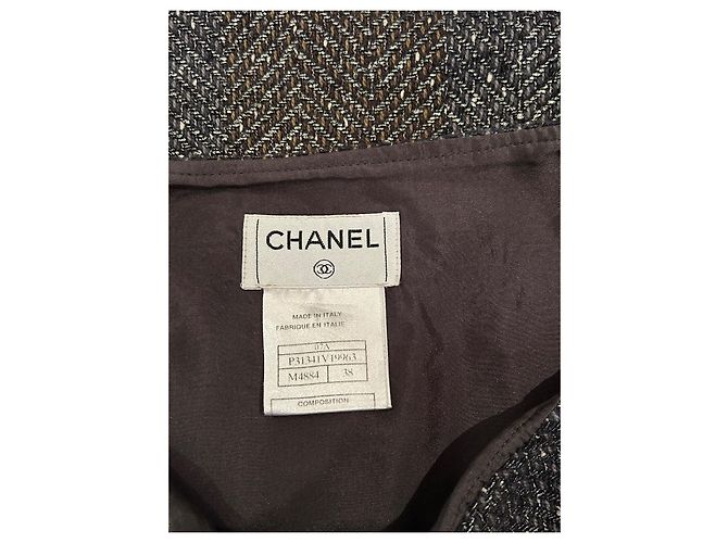 Cambon Falda Chanel de lana con diseño chevron - vista 4
