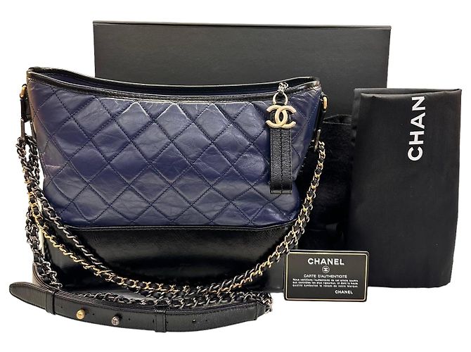 Chanel borsa GABRIELLE in pelle blu navy - vista 9