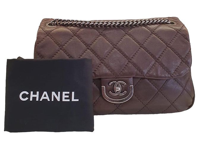 Borsa a tracolla Chanel Easy Flap pelle marrone - vista 13