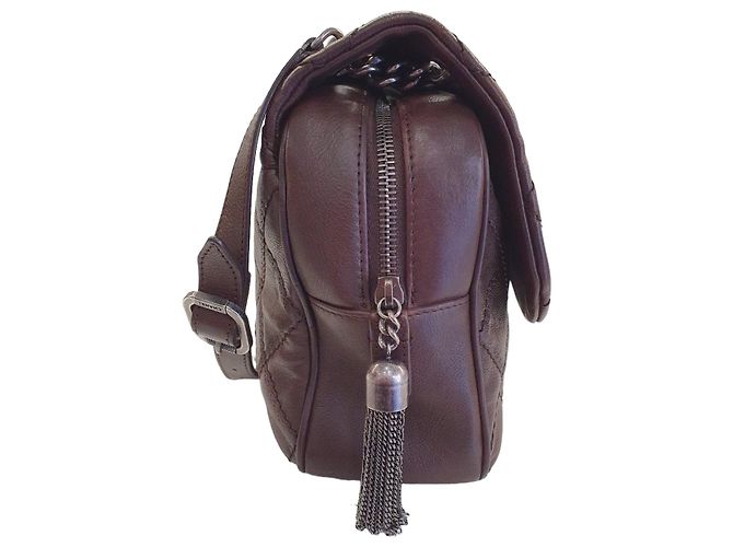 Borsa a tracolla Chanel Easy Flap pelle marrone - vista 2