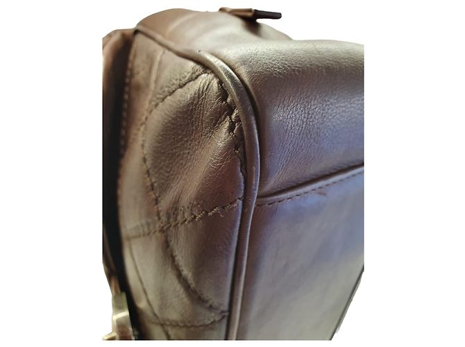 Borsa a tracolla Chanel Easy Flap pelle marrone - vista 5