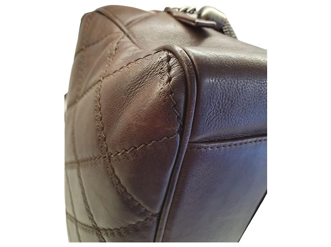 Borsa a tracolla Chanel Easy Flap pelle marrone - vista 6
