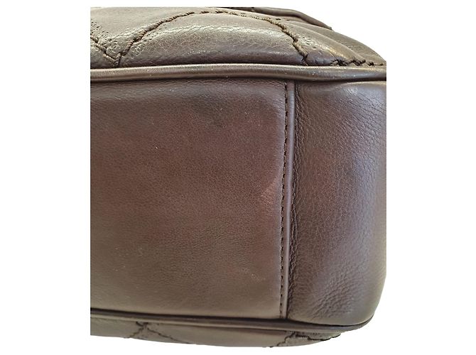 Borsa a tracolla Chanel Easy Flap pelle marrone - vista 8