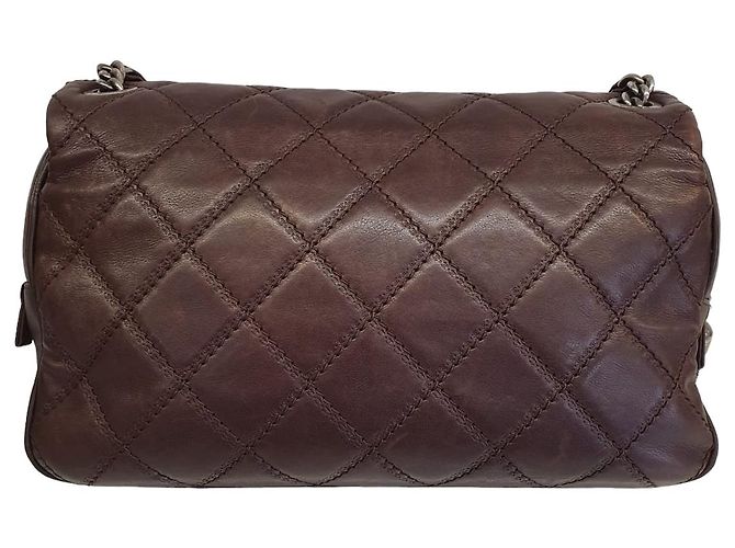 Borsa a tracolla Chanel Easy Flap pelle marrone - vista 9