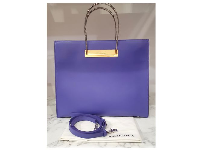 Borsa Balenciaga Shopping Bag Plat Cable Pelle Viola Viola scuro - vista 13