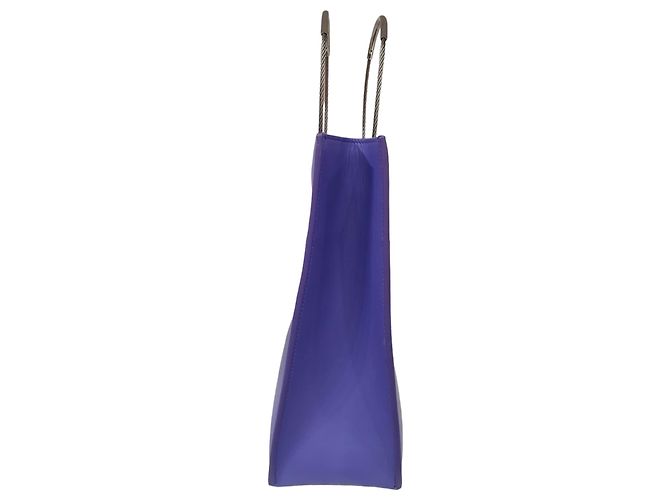 Borsa Balenciaga Shopping Bag Plat Cable Pelle Viola Viola scuro - vista 2