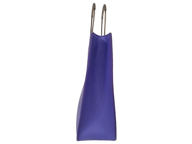 Borsa Balenciaga Shopping Bag Plat Cable Pelle Viola Viola scuro - vista 4