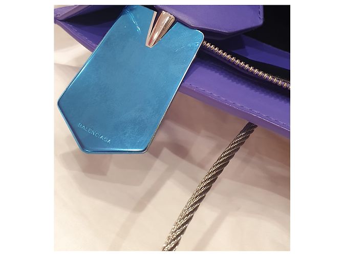 Borsa Balenciaga Shopping Bag Plat Cable Pelle Viola Viola scuro - vista 9