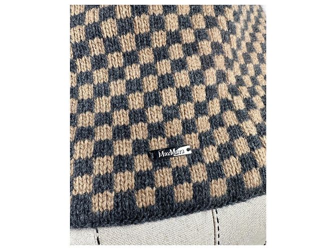 Max Mara Sciarpa Snood Gingham in Cashmere Beige Grigio - vista 4