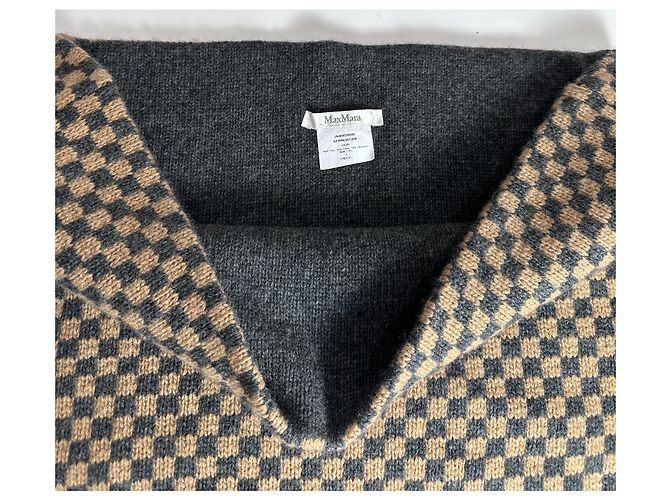 Max Mara Sciarpa Snood Gingham in Cashmere Beige Grigio - vista 5