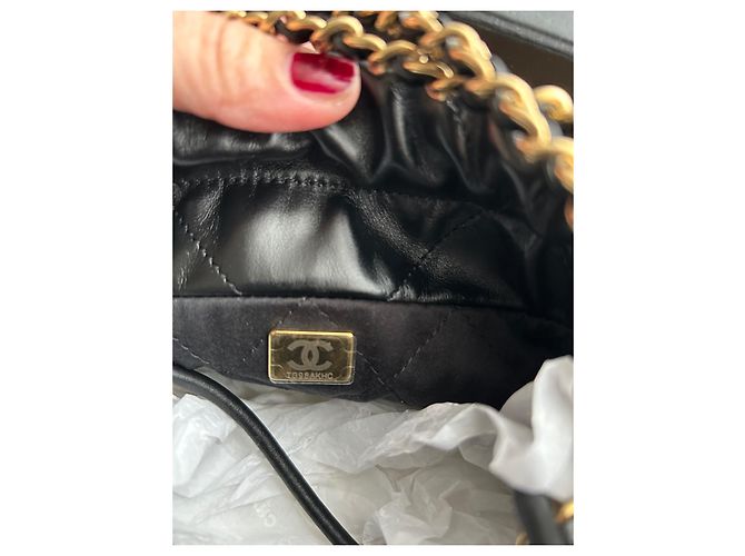 Borsa a mano Chanel 22 Mini in pelle di vitello nera Nero - vista 8