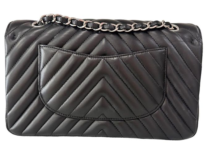Borsa Chanel Chevron in pelle nera Nero - vista 9