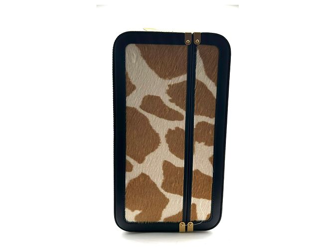 valigia rigida in pelle Gucci Cammello - vista 2