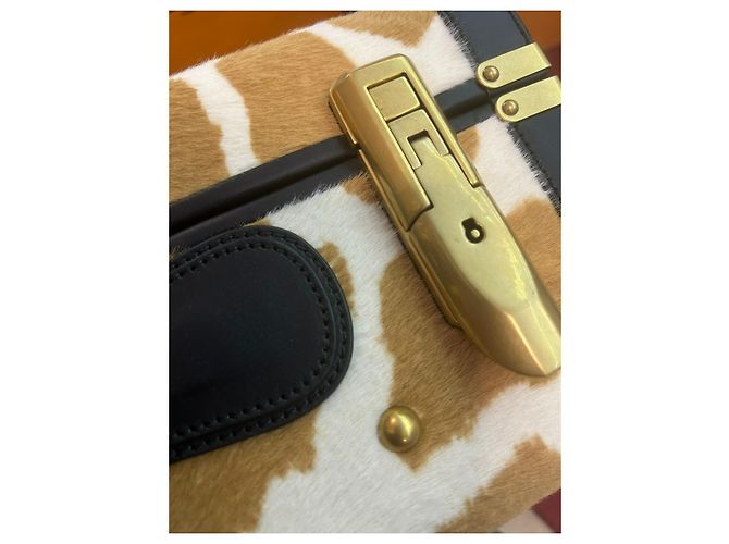 valigia rigida in pelle Gucci Cammello - vista 8