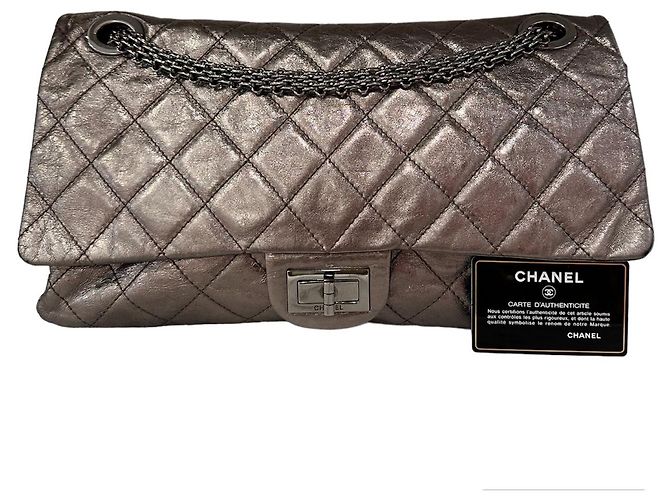 Chanel 2.55 Maxi em pele de cordeiro acolchoada bronze - vista 10