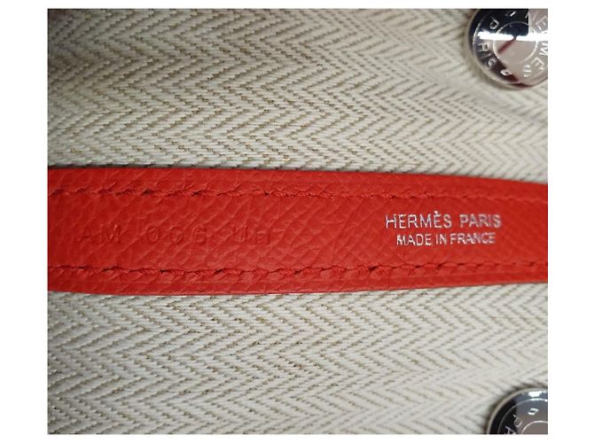 Garden Borsa Hermès Herbag 31 in pelle e tessuto rosso - vista 12