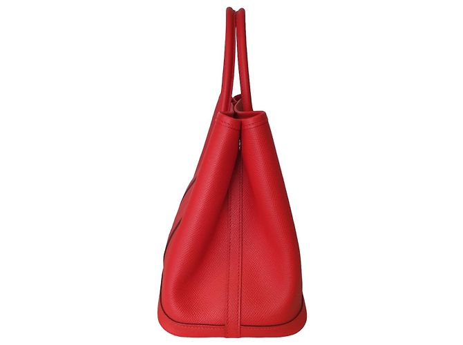 Garden Borsa Hermès Herbag 31 in pelle e tessuto rosso - vista 2
