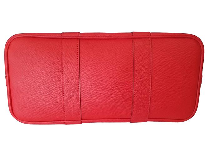 Garden Borsa Hermès Herbag 31 in pelle e tessuto rosso - vista 3