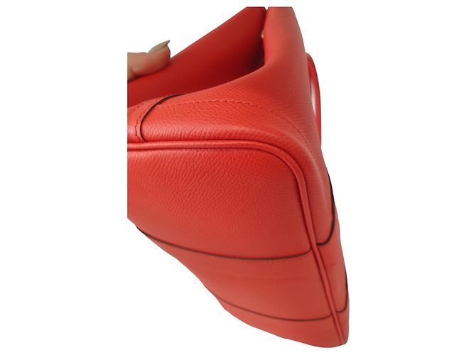 Garden Borsa Hermès Herbag 31 in pelle e tessuto rosso - vista 4