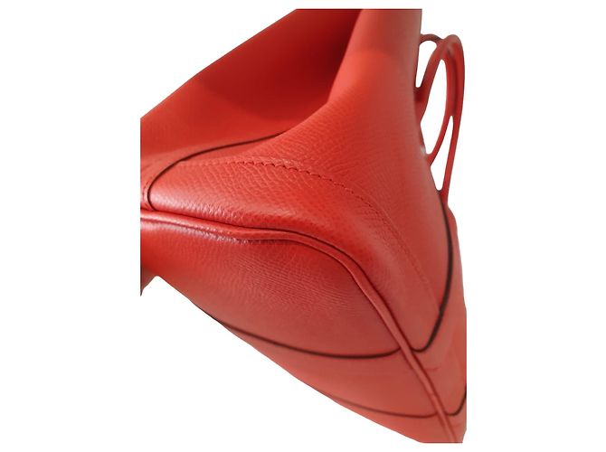 Garden Borsa Hermès Herbag 31 in pelle e tessuto rosso - vista 5