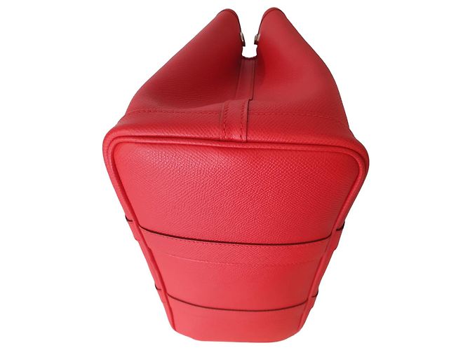 Garden Borsa Hermès Herbag 31 in pelle e tessuto rosso - vista 6